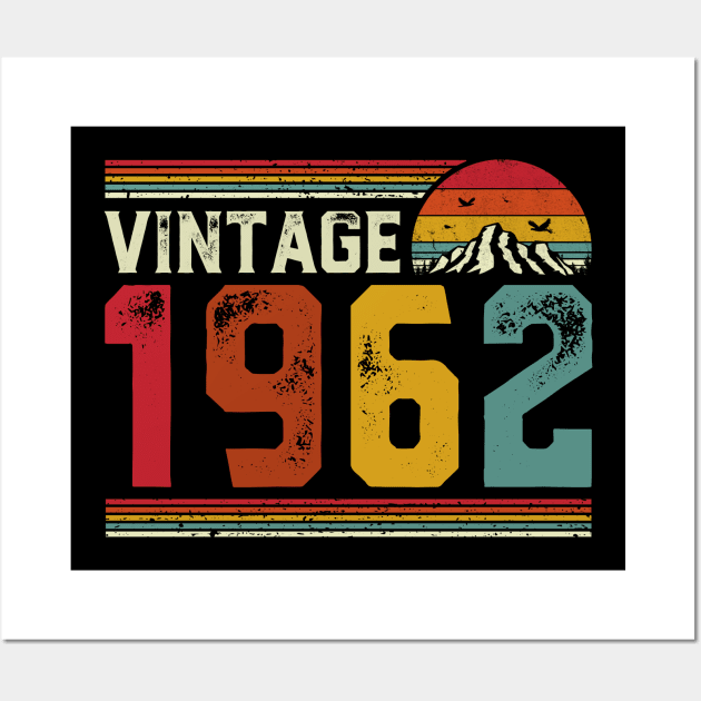 Vintage 1962 Birthday Gift Retro Style Wall Art by Foatui